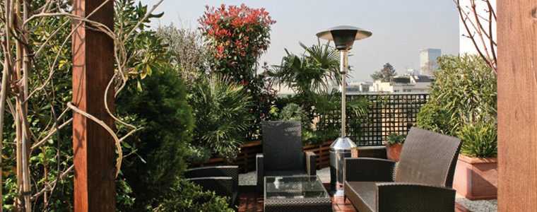 chauffage de terrasse et extérieur avec parasol chauffant