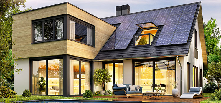 Maison moderne avec installation photovoltaique
