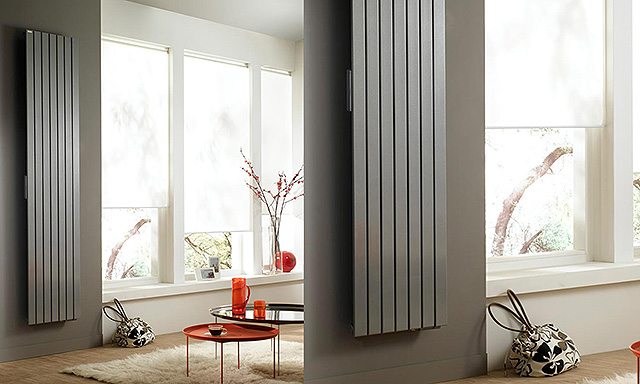 Pièce avec radiateur vertical moderne