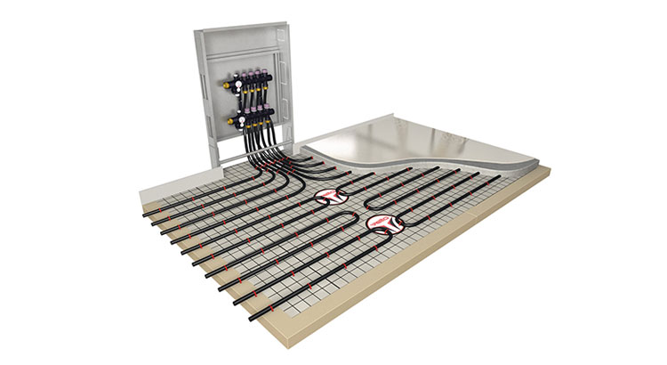 Représentation du réseau créé par les tubes du plancher chauffant