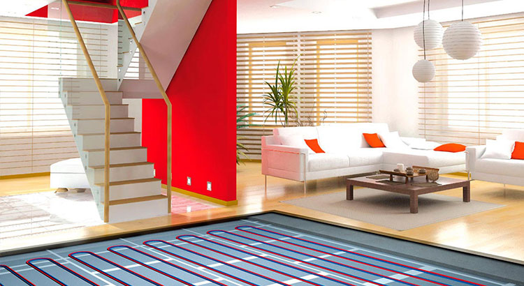 Plancher chauffant dans une pièce à vivre