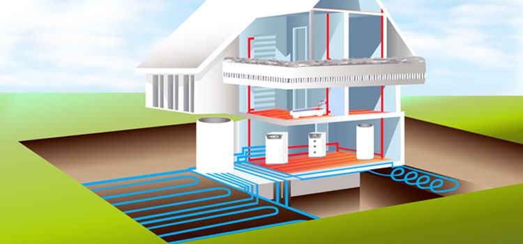 Schéma d'utilisation de l'énergie géothermique pour le chauffage