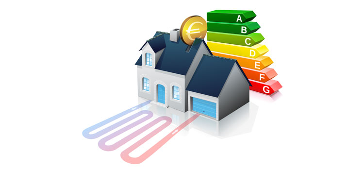 Schéma de maison faisant des économies avec l'énergie géothermique