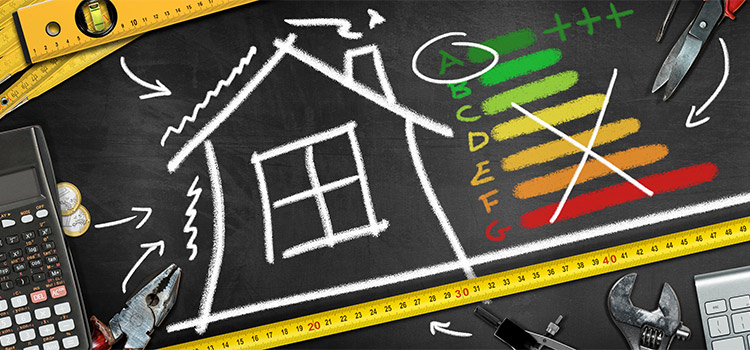 illustration de l'efficacité énergétique d'une maison avec une échelle de valeurs