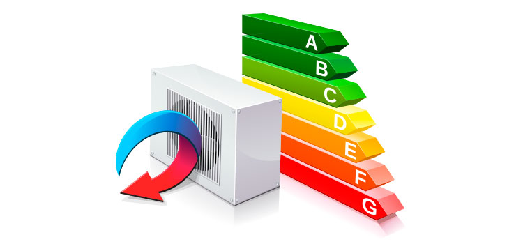 schéma du classement énergétique d'un système de chauffage et climatisation