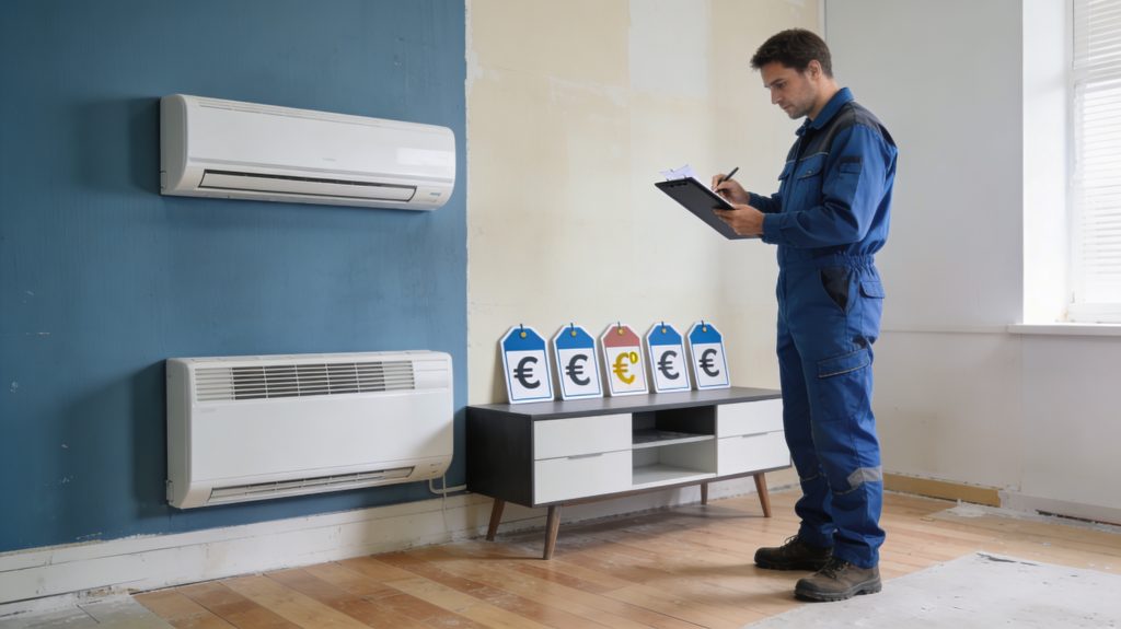 professionnel de la clim qui estime le budget des différents systèmes de clim