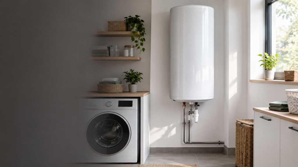 chauffe-eau électrique, dans une buanderie
